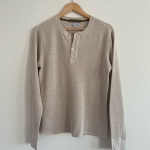 J.Crew Wallace & Barnes Cotton Henley Sweater Medium Beige